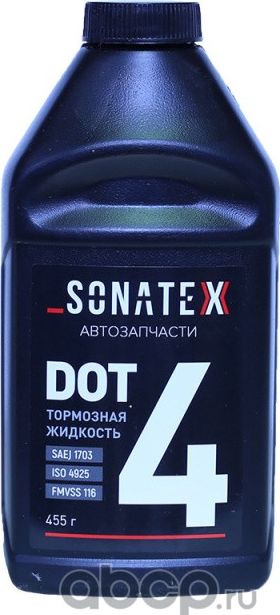 Жидкость тормозная DOT4 0,455 (Sonatex). Артикул 102643