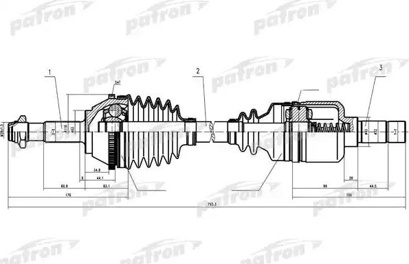 Полуось (привод в сборе, приводной вал) Patron. Артикул PDS0086
