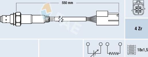 Лямбда-зонд (кислородный датчик) FAE для Nissan Primera P12 2002-2008. Артикул 77468