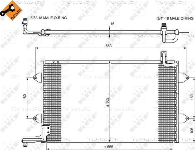 Радиатор кондиционера (конденсатор) NRF EASY FIT для Volkswagen Golf III 1991-1999. Артикул 35584