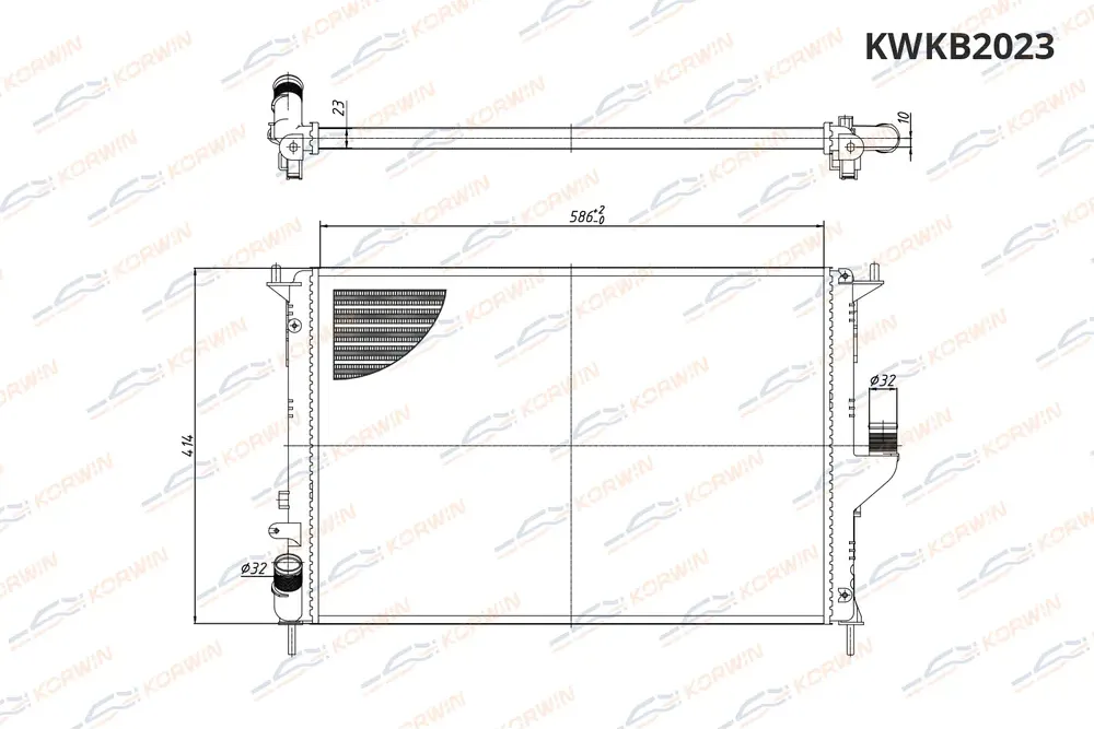 Радиатор охлаждения Renault Logan II Sandero 08 MТ AC сборный (Korwin) Korwin. Артикул KWKB2023
