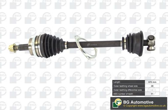 Полуось (привод в сборе, приводной вал) BGA передняя левая для Nissan Interstar 2002-2026. Артикул DS9510LA