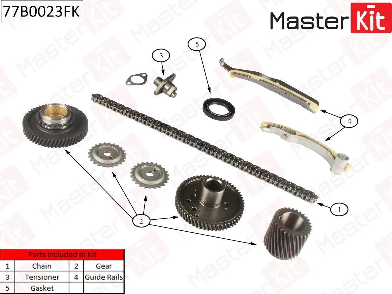 Комплект цепи ГРМ MITSUBISHI PAJERO 3.2Di-D 4M41 00- co звездочками (Master KIT). Артикул 77B0023FK