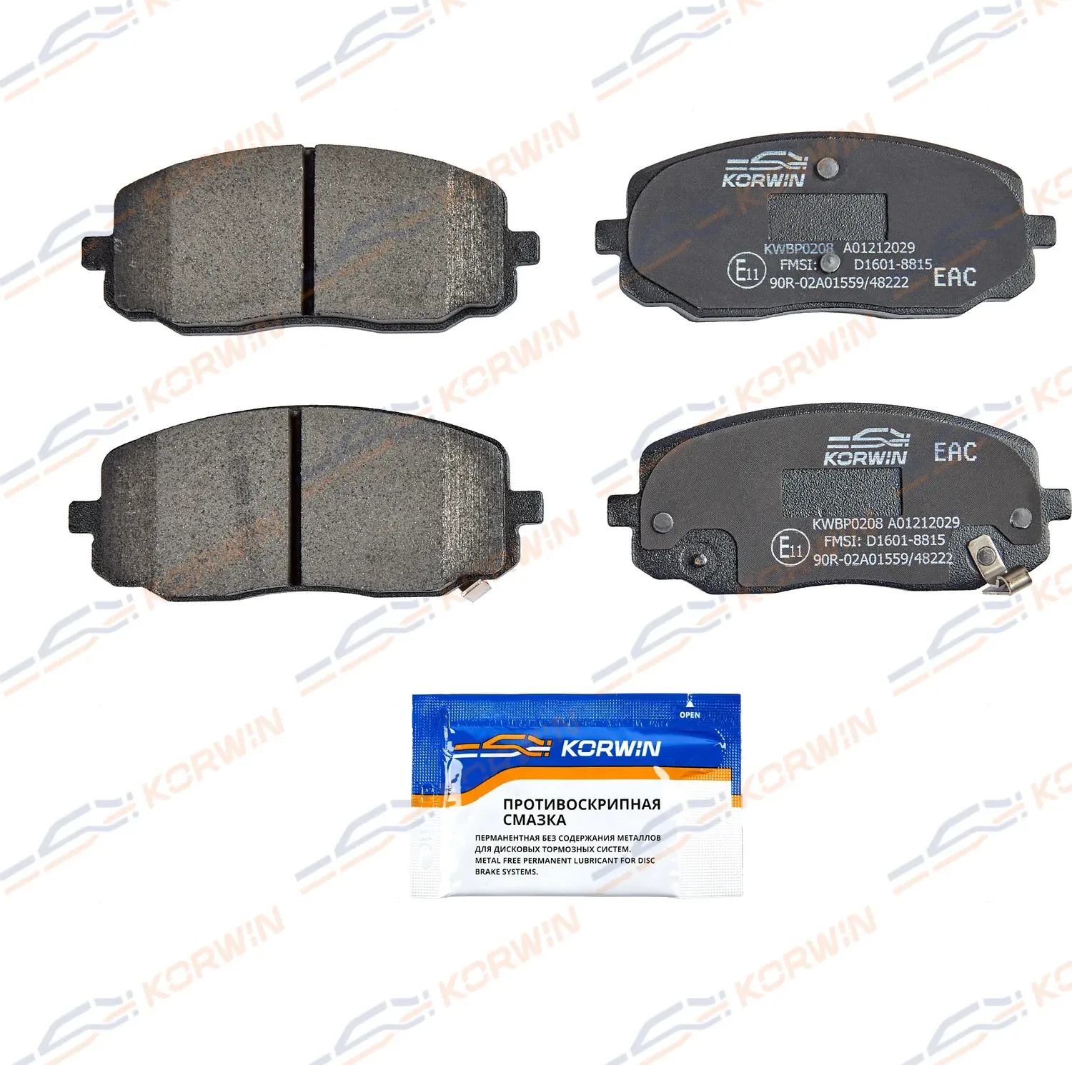 Колодки тормозные перед. Kia Picanto I (SA) 04-/Hyundai i10 (PA) 08-17 (Korwin). Артикул KWBP0208