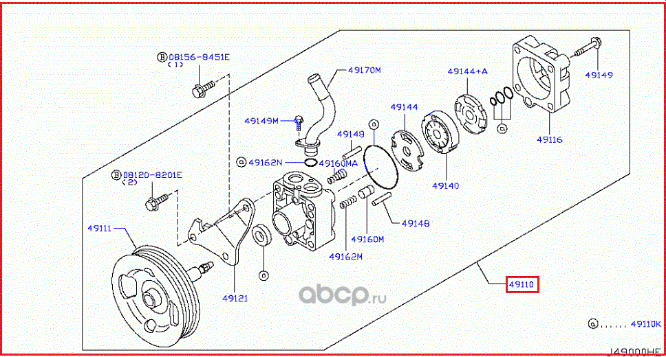 Насос ГУР Nissan. Артикул 49110JK20A