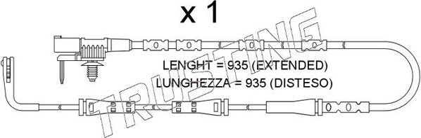 Датчик износа тормозных колодок  Trusting задний для Jaguar XE I 2015-2026. Артикул SU.392