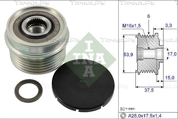 Муфта генератора обгонная Ina для Ford Transit VI 2000-2006. Артикул 535 0223 10