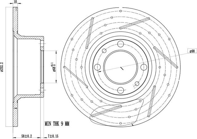 Диск тормозной LADA 2101 перед. (Trialli). Артикул DF146S