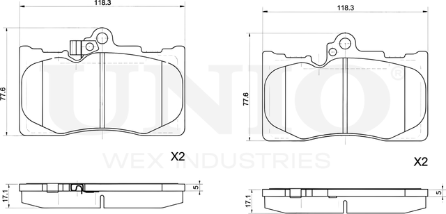 Колодки тормозные дисковые, комплект (Unio). Артикул BRP-20308