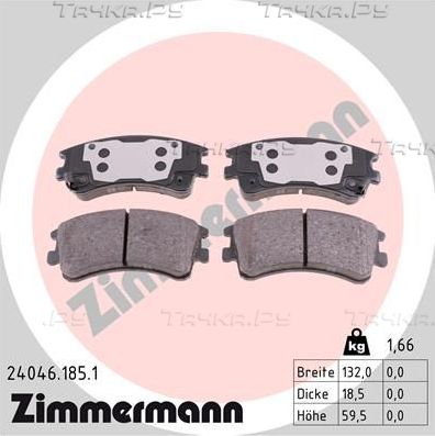 Тормозные колодки Zimmermann передние для Mazda 6 I (GG) 2002-2008. Артикул 24046.185.1
