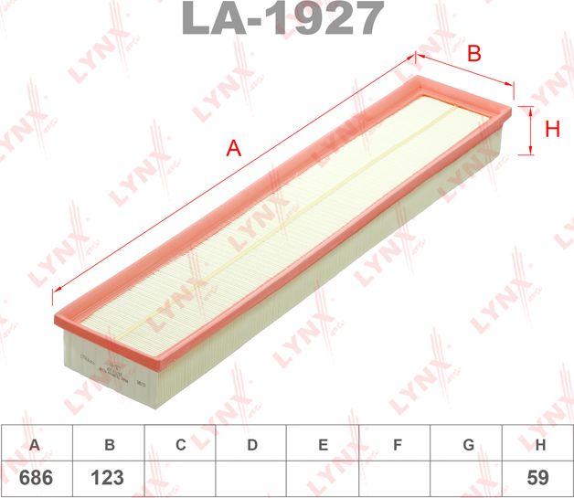 Воздушный фильтр LYNXauto. Артикул LA-1927