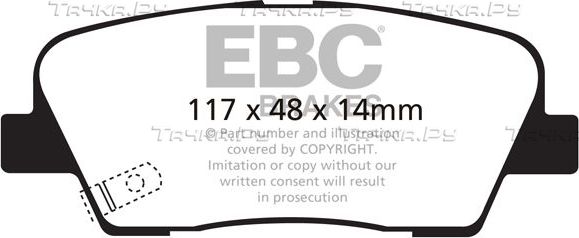 Тормозные колодки EBC Brakes задние для Kia Sorento II 2009-2026. Артикул DP41806R