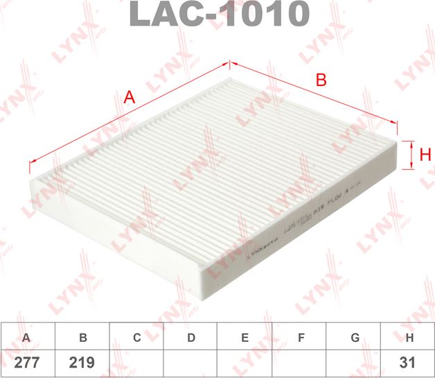 Салонный фильтр LYNXauto. Артикул LAC-1010