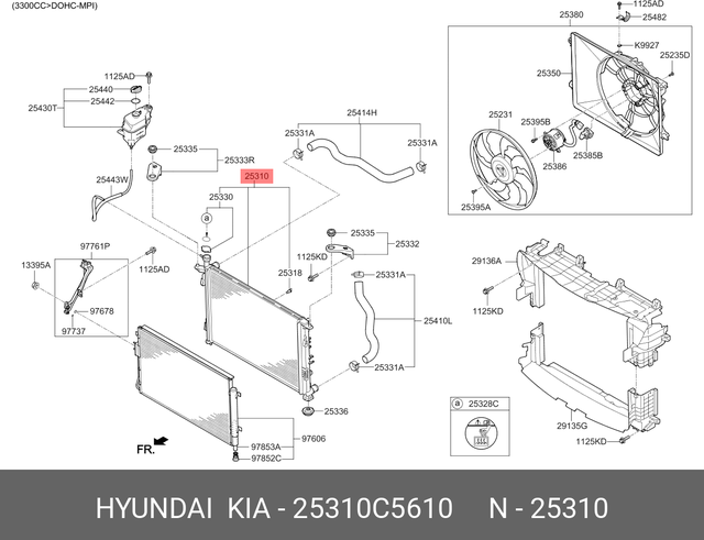 Радиатор kia sorento 15- 2, 4 Hyundai / KIA. Артикул 25310C5610