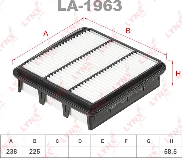 Воздушный фильтр LYNXauto. Артикул LA-1963