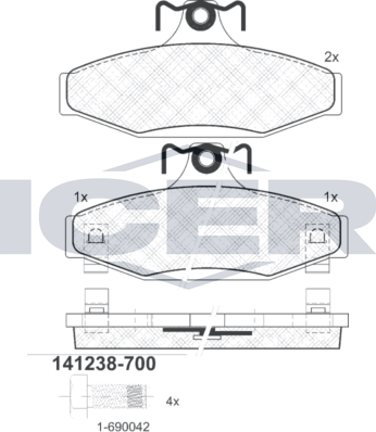 Тормозные колодки Icer. Артикул 141238-700