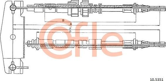 Трос ручника (тросик ручного тормоза) Cofle задний для Ford Escort V 1990-1995. Артикул 92.10.5351