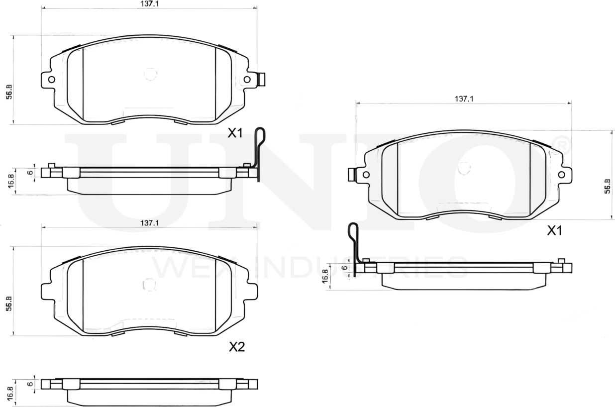 Колодки тормозные дисковые, комплект (Unio). Артикул BRP-20374