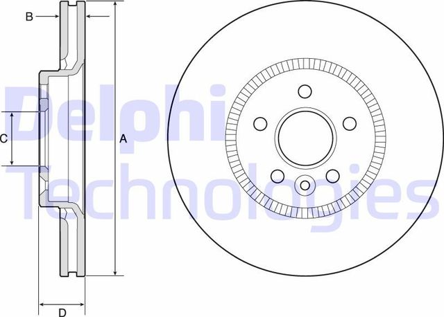 Тормозной диск Delphi передний для Ford Mondeo V 2014-2026. Артикул BG9184C