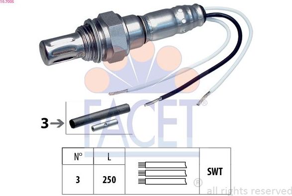 Лямбда-зонд (кислородный датчик) Facet Made in Italy - OE Equivalent для Renault Master I 1980-1998. Артикул 10.7005