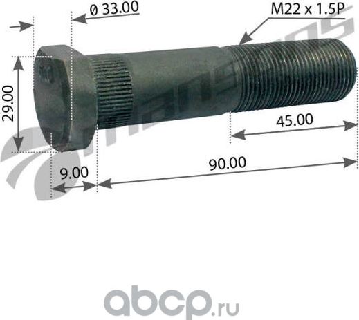 Болт колеса Iveco М22х1,5х86/40 EuroTech 91-99 (Mansons). Артикул 750021