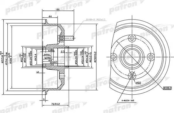Тормозной барабан Patron. Артикул PDR1059