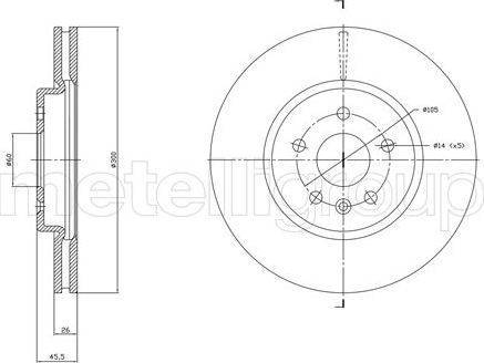 Тормозной диск Trusting передний для Opel Astra K 2015-2026. Артикул DF1849