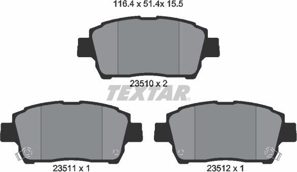 Тормозные колодки Textar передние для Toyota Corolla E120, E130 2001-2007. Артикул 2351002