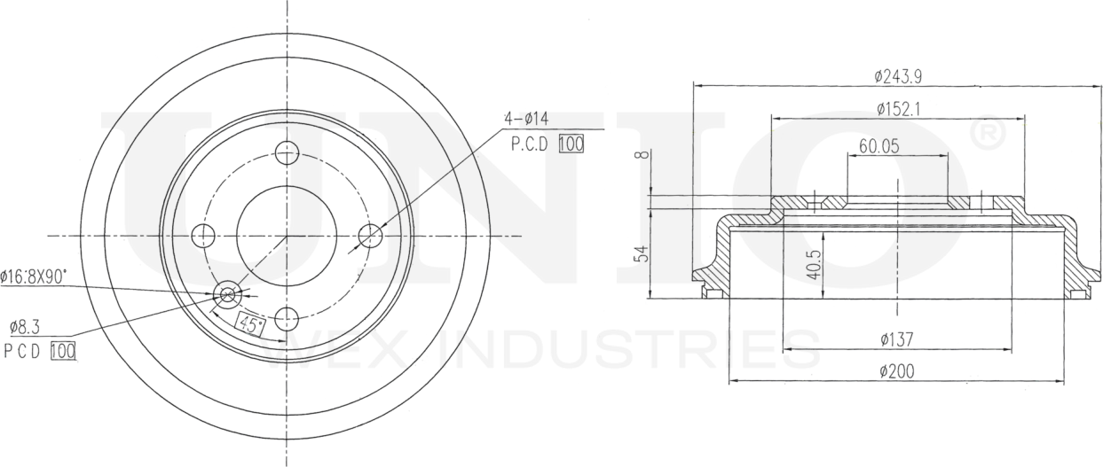 Барабан тормозной (Unio). Артикул BRD-10058