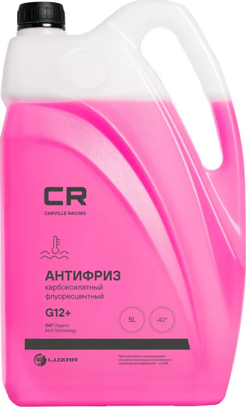 Антифриз, готовый раствор CR G12+ карбоксилатн. флоур., красный -40°С, 5л/5.37кг (Carville Racing). Артикул L2018208