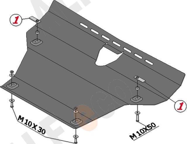 Защита алюминиевая Alfeco для рулевых тяг Range Rover Sport I 2010-2013. Артикул ALF.38.09 AL4