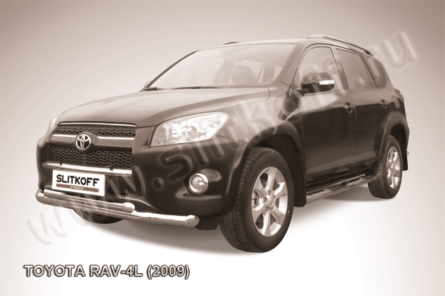 Защита Slitkoff переднего бампера d76/57 двойная для Toyota RAV4 III LWB 2009-2010. Артикул TR409L-009