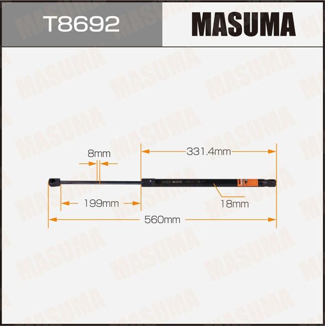 Упор газовый багажника MASUMA, L=560mm (1/40). Артикул T8692