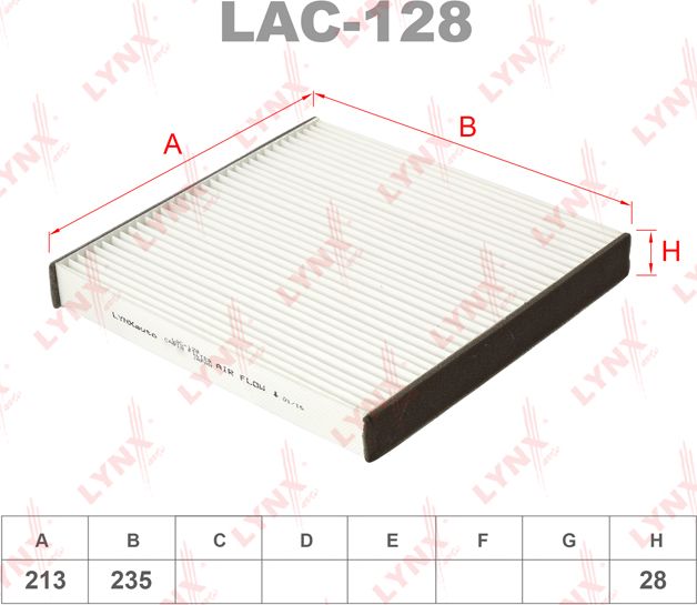 Салонный фильтр LYNXauto для Toyota Verossa 2000-2003. Артикул LAC-128