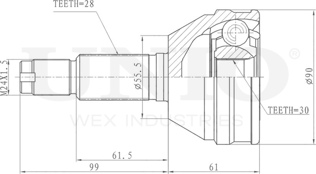 ШРУС наружный (Unio). Артикул CVJ-20307