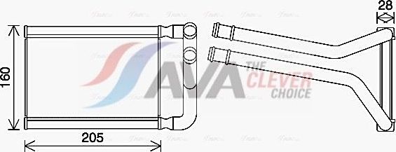 Радиатор отопителя (печки) AVA для Kia Picanto I 2007-2011. Артикул KA6296