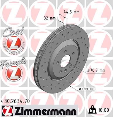 Тормозной диск Zimmermann FORMULA Z. Артикул 430.2634.70