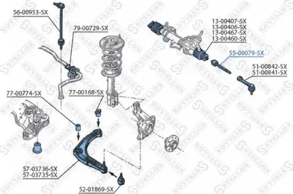 Рулевая тяга Stellox правая/левая для Renault Safrane I 1992-2000. Артикул 55-00079-SX