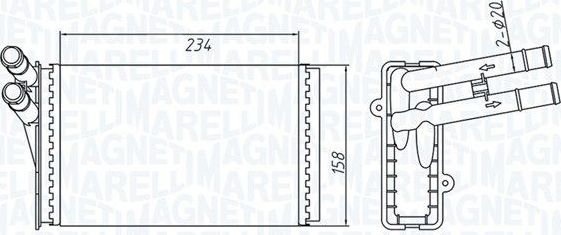Радиатор отопителя (печки) Magneti Marelli для Audi 90 II (B3) 1987-1991. Артикул 350218409000