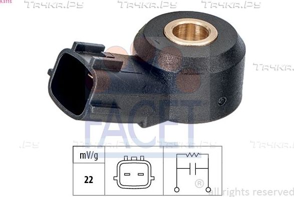 Датчик детонации Facet Made in Italy - OE Equivalent для Fiat Punto III Punto Evo 2009-2012. Артикул 9.3115
