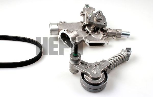 Водяной насос + комплект ручейковых ремней Hepu. Артикул PK03221