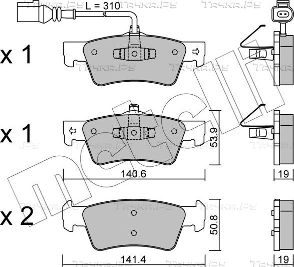 Тормозные колодки Metelli задние для Volkswagen Multivan T5 2003-2009. Артикул 22-0661-1