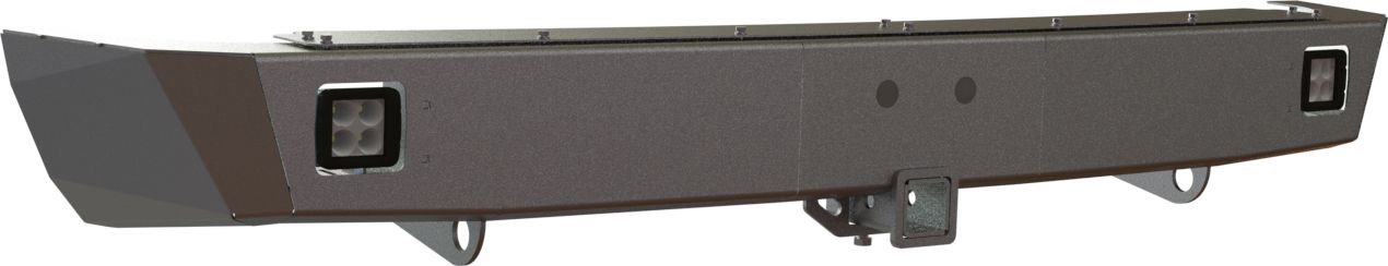 Бампер силовой задний STC для Toyota Land Cruiser Prado 120 2002-2009 с квадратом под фаркоп и фарами заднего хода/ПТФ. Артикул STC-TLCP120-BR-L2