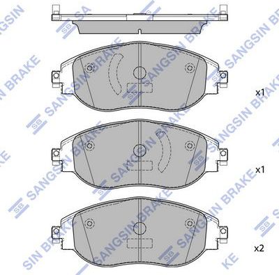 Тормозные колодки Sangsin Hi-Q передние для Audi A3 IV (8Y) 2019-2026. Артикул SP4450