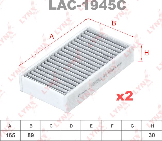 Салонный фильтр LYNXauto. Артикул LAC-1945C