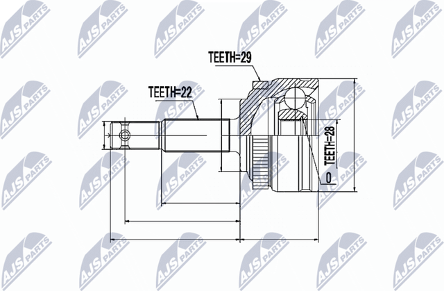 Шрус внутренний (граната) NTY передний для Opel Combo C 2001-2011. Артикул NPZ-PL-007