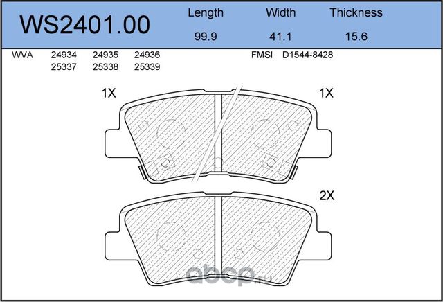 Колодки тормозные дисковые задние HYUNDAI Solaris 11/1>, Veloster 3/11 (Jeenice). Артикул WS240100