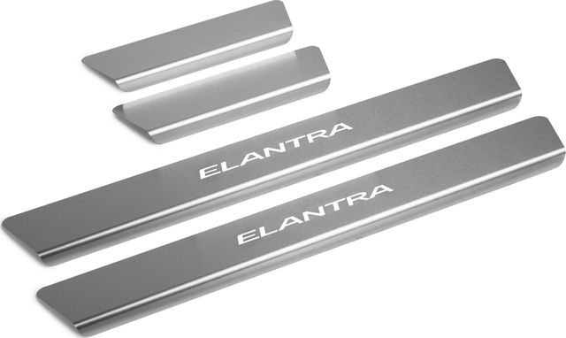 Накладки Rival на пороги (с надписью) для Hyundai Elantra AD рестайлинг 2019-2026. Артикул NP.2314.3