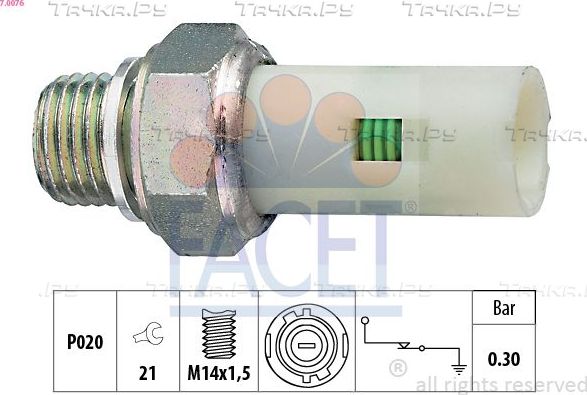 Датчик давления масла Facet Made in Italy - OE Equivalent для Renault Safrane I 1992-2000. Артикул 7.0076