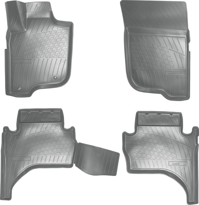 Коврики 3D Норпласт для салона (с перемычкой) Mitsubishi L200 V 2015-2026 СЕРЫЕ. Артикул NPA11-C59-335-G